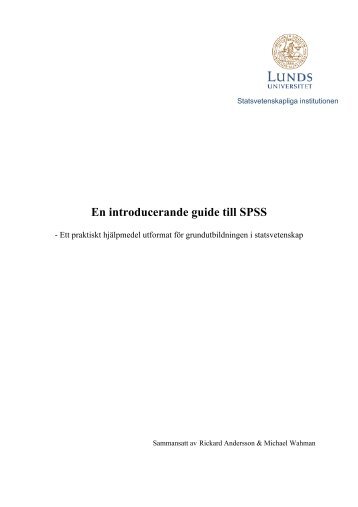 SPSS-manual - Statsvetenskapliga institutionen - Lunds universitet