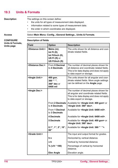 Leica TPS1200 System Field Manual