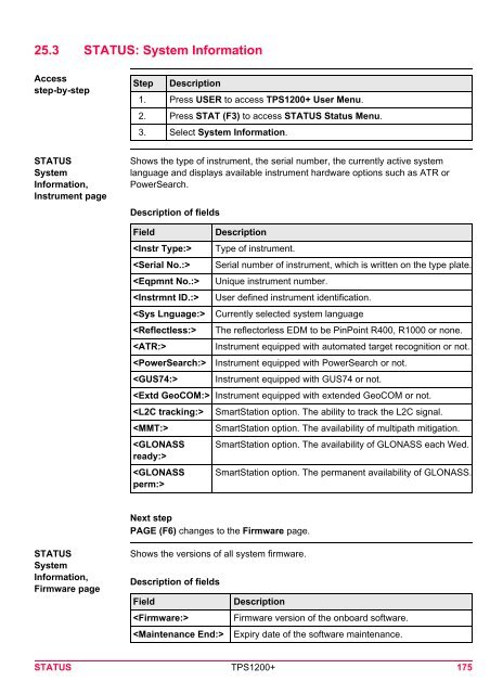 Leica TPS1200 System Field Manual