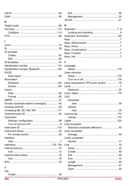 Leica TPS1200 System Field Manual