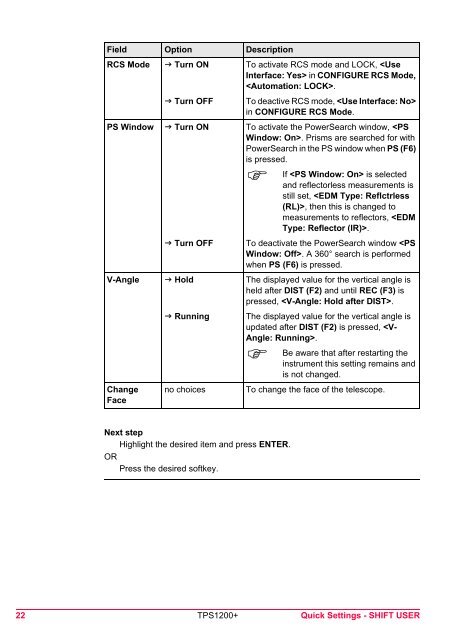 Leica TPS1200 System Field Manual