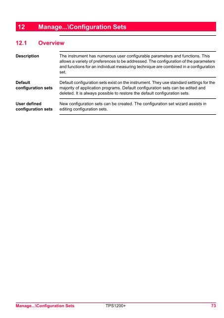 Leica TPS1200 System Field Manual