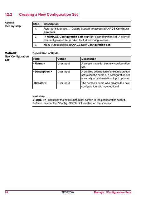 Leica TPS1200 System Field Manual