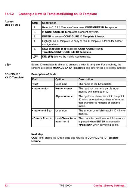 Leica TPS1200 System Field Manual