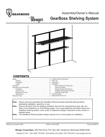 GearBoss Shelving System - Wenger Corporation