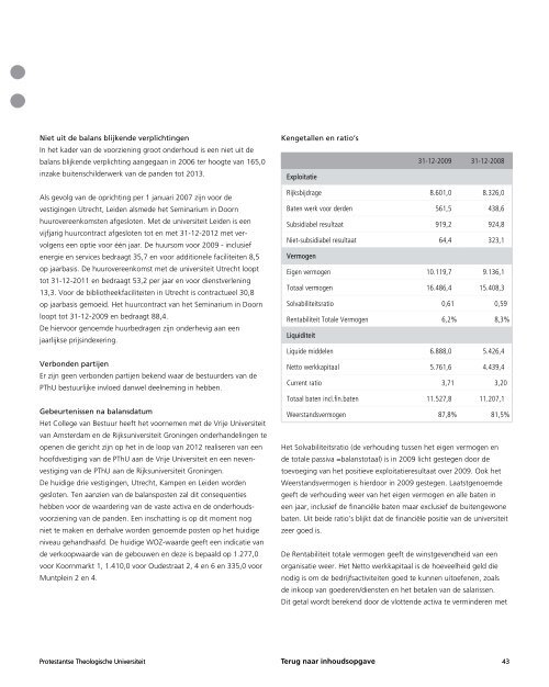 Jaarverslag 2009 - Protestantse Theologische Universiteit