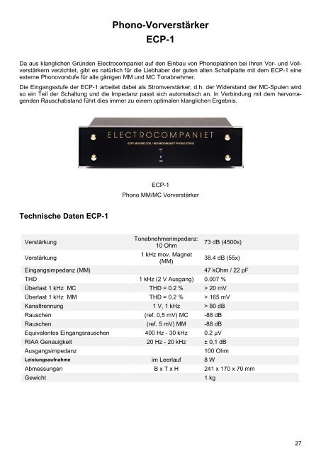 ELECTROCOMPANIET CLASSIC LINE