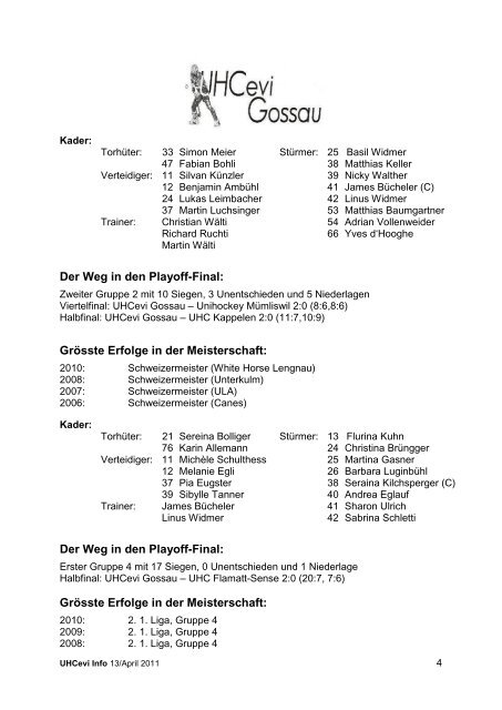 UHC Oekingen - UHCevi Gossau