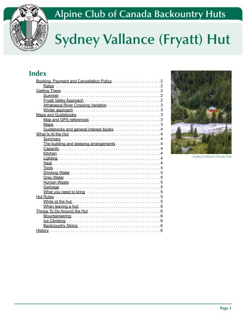 Sydney Vallance (Fryatt) Hut - The Alpine Club of Canada