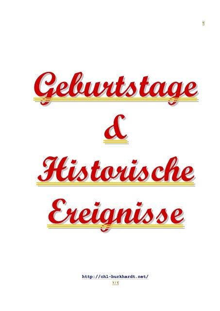 Geburtstage &amp; Historische Ereignisse - chl-burkhardt.com