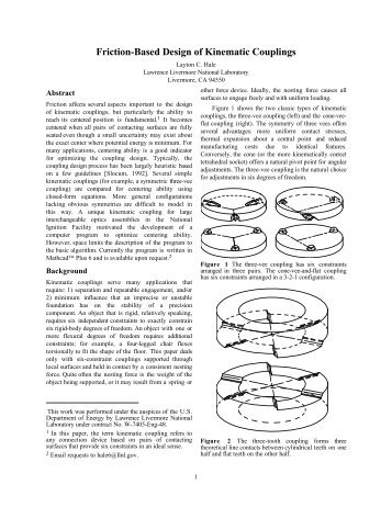 Friction-Based Design of Kinematic Couplings