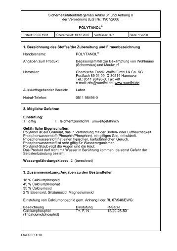 Sicherheitsdatenblatt gemäß Artikel 31 und Anhang II ... - Raiffeisen