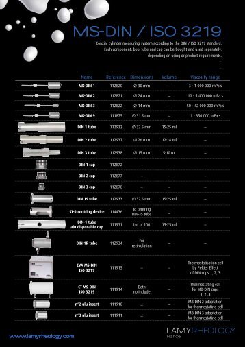 measu ring syst em MS-DIN / ISO 3219 SPECIFICATIONS