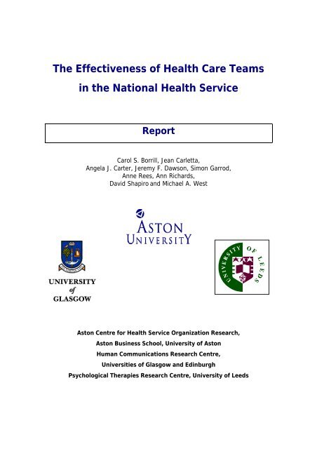 The Effectiveness of Health Care Teams in the National Health Service