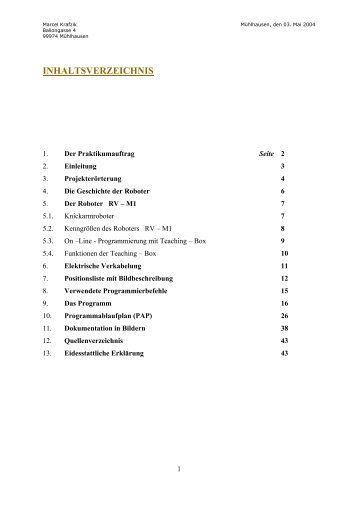 Projektarbeit M.Krafzik (2004) - Fachschule fÃ¼r Technik MÃ¼hlhausen