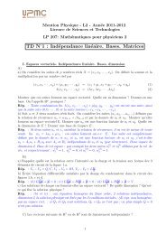 TD N 1 : Indépendance linéaire. Bases. Matrices - lpthe