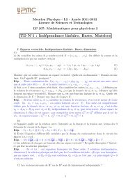 TD N 1 : IndÃ©pendance linÃ©aire. Bases. Matrices - lpthe