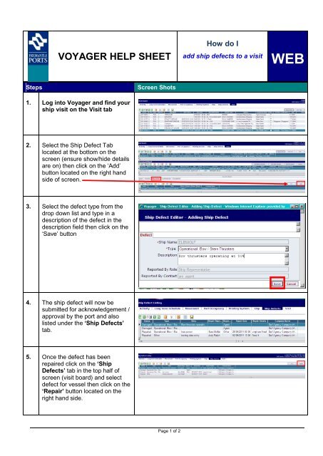 How Do I WEB VOYAGER HELP SHEET - Fremantle Ports