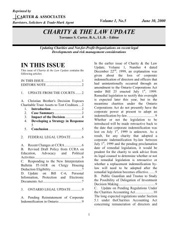 in this issue charity & the law update - Carters Professional ...