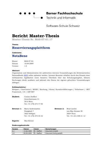 Bericht Master-Thesis