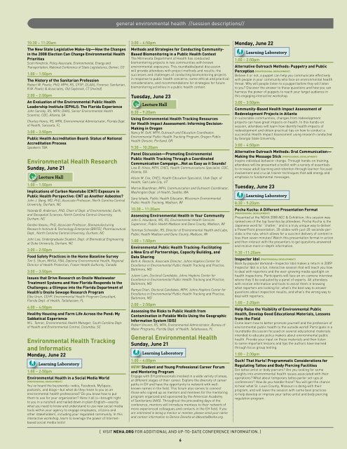 Full conference brochure - National Environmental Health Association