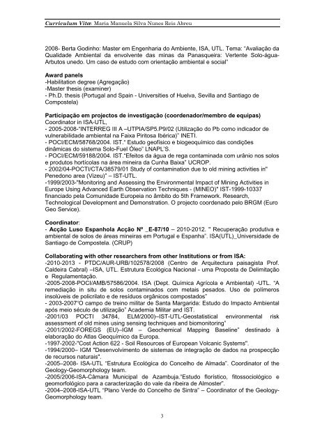 Consultar CV detalhado - Instituto Superior de Agronomia