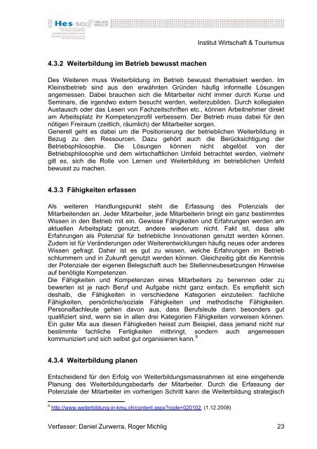 Studie Wirtschaftstag Oberwallis 07 Weiterbildung als Erfolgsfaktor ...