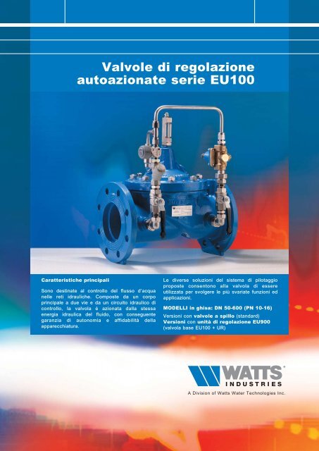 Valvole di regolazione autoazionate serie EU100 - WATTS industries