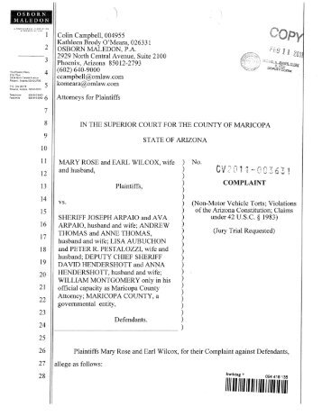 Wilcox's lawsuit - Azcentral