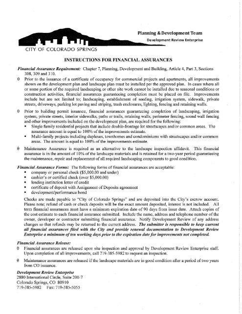 Financial Assurance Forms.pdf - City of Colorado Springs