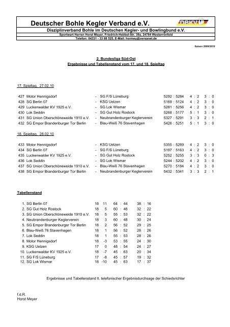 Deutscher Bohle Kegler Verband e.V. - Blau-Weiss-Stavenhagen