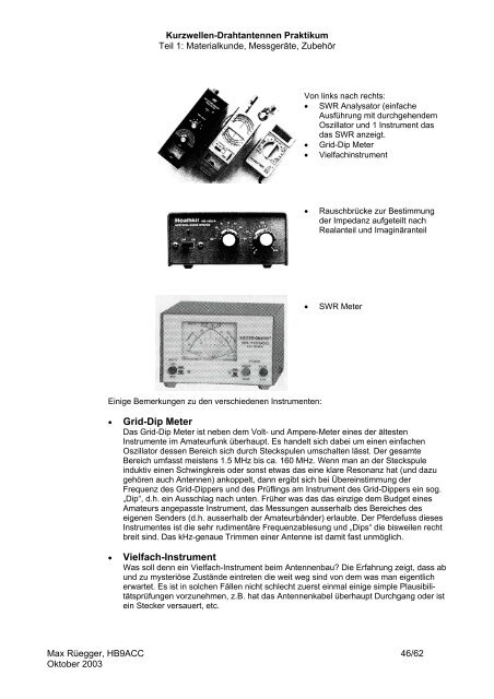 Kurzwellen Drahtantennen Praktikum - HB9BS