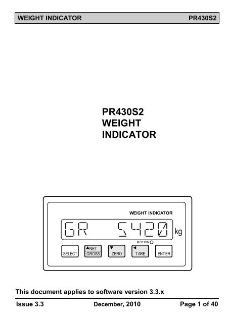 PR430S2 WEIGHT INDICATOR