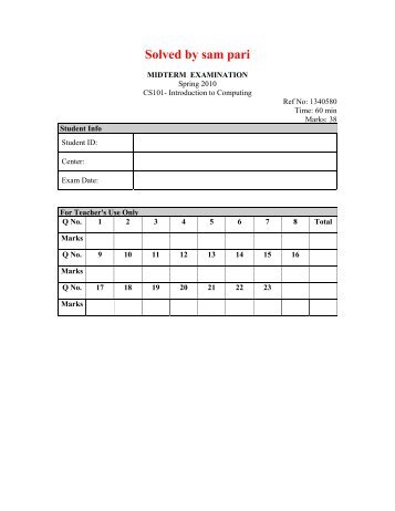 cs301 midterm solved papers We have huge range of cs301 virtual university past papers available to download you can also download cs301 midterm papers and cs301 final term papers. cs301 midterm solved papers We have huge range of cs301 virtual university past papers available to download you can also download cs301 midterm papers and cs301 final term papers.