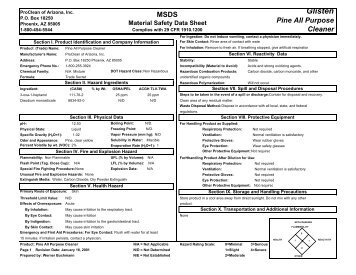 GLISTEN PINE ALL PURPOSE CLEANER MSDS - Swisher Hygiene