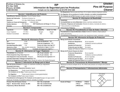 GLISTEN PINE ALL PURPOSE CLEANER MSDS - Swisher Hygiene