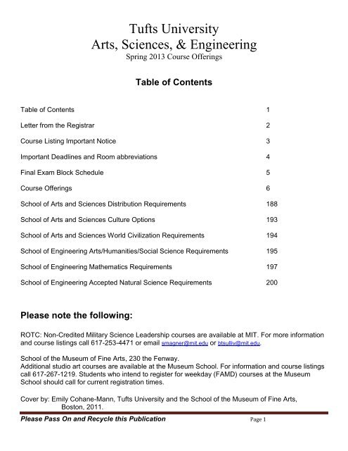 Table of Contents - USS - Tufts University