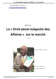 Le Â« Droit pÃ©nal malgache des Affaires Â» sur le marchÃ©