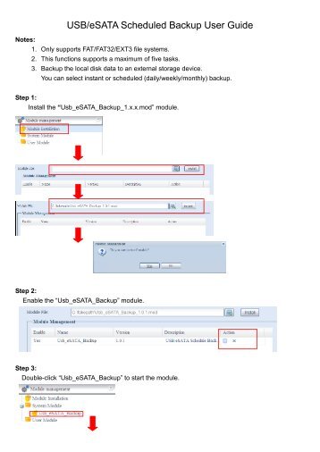 USB/eSATA Scheduled Backup User Guide - Thecus