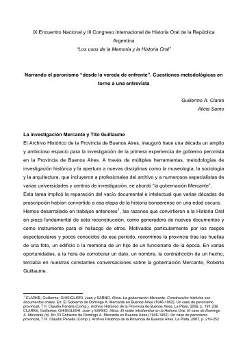 Narrando el peronismo âdesde la vereda de enfrenteâ.