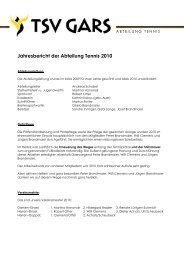 Jahresbericht der Abteilung Tennis 2010 - TSV Gars