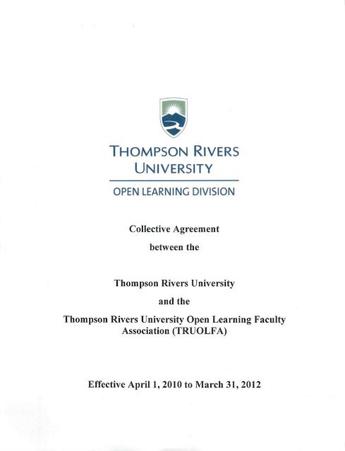 TRUOLFA Collective Agreement - Thompson Rivers University