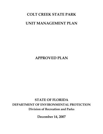 Colt creek state park unit management plan - Southwest Florida ...