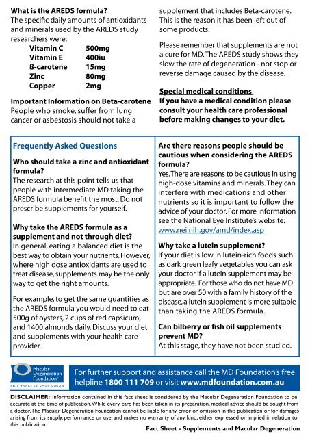 Nutrition and Macular - Macular Degeneration Foundation