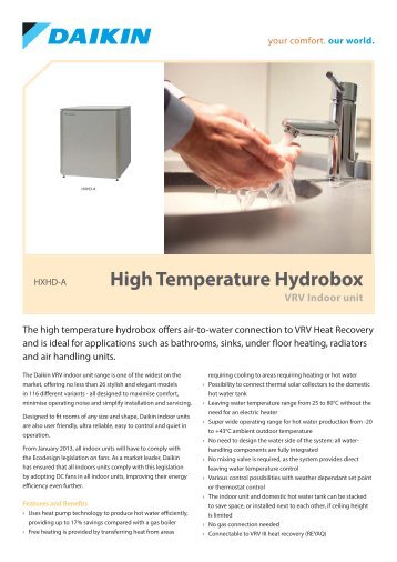 High Temperature Hydrobox VRV Indoor unit - Daikin