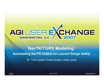 NavTK/TGRS Modeling: - AGI