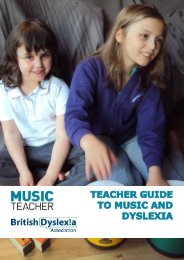 TEACHER GUIDE TO MUSIC AND DYSLEXIA - Rhinegold Publishing