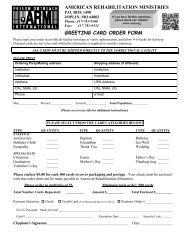 GREETING CARD ORDER FORM - American Rehabilitation Ministries