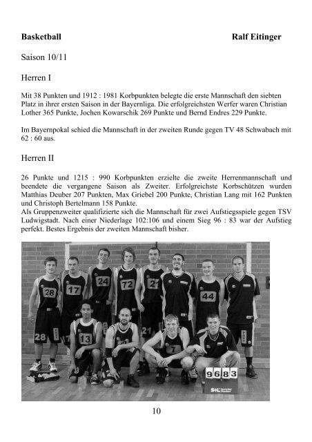 Ehrentafel 2011 - Postsportverein Bamberg