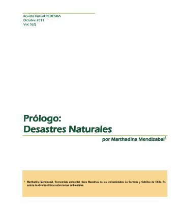 Prólogo: Desastres Naturales - Revistas Bolivianas